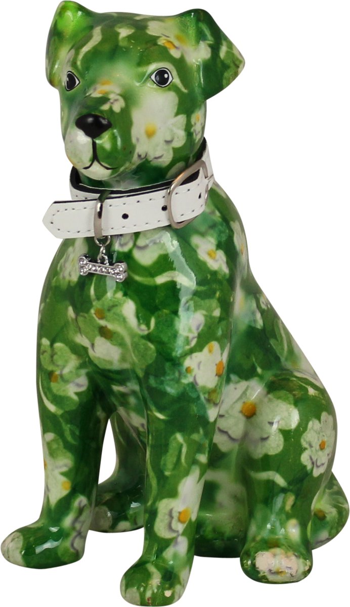 Dog Mylo spaarpot | hond - groen met witte bloemen | Pomme pidou